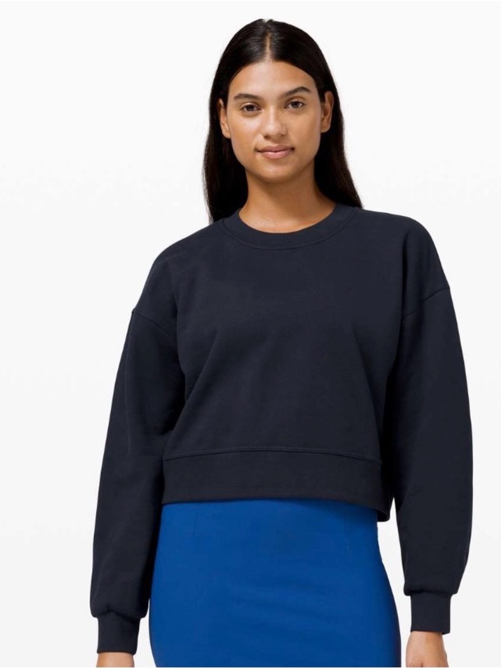 lululemon athletica Navy Cropped Crew Sweatshirt